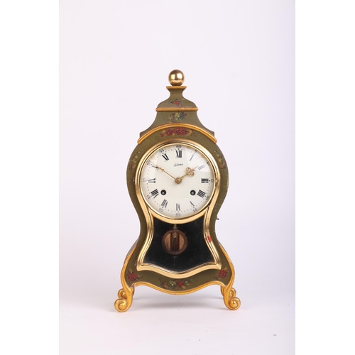 463 - A Swiss made Le Castel rococo style mantle clock, the white enamel dial with Roman and Arabic numera... 