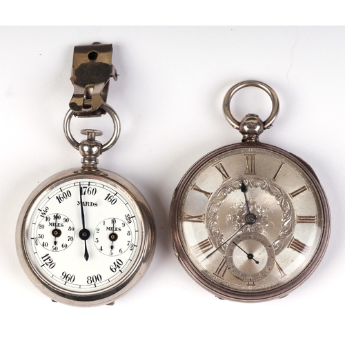 473 - A silver cased open faced pocket watch, the silvered dial with Roman numerals and subsidiary seconds... 