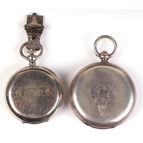 473 - A silver cased open faced pocket watch, the silvered dial with Roman numerals and subsidiary seconds... 