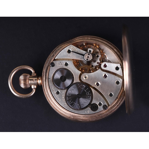 475 - A Vertex 9ct gold cased open faced pocket watch, the white enamel dial with Roman numerals and subsi... 