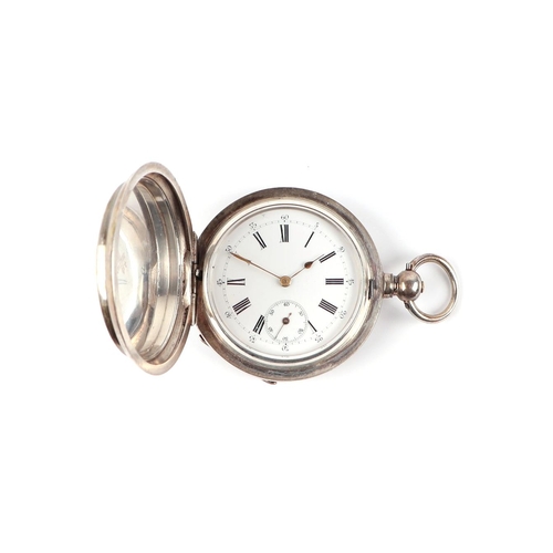 481 - A continental white metal pocket watch, the white dial with Arabic and Roman numerals and subsidiary... 