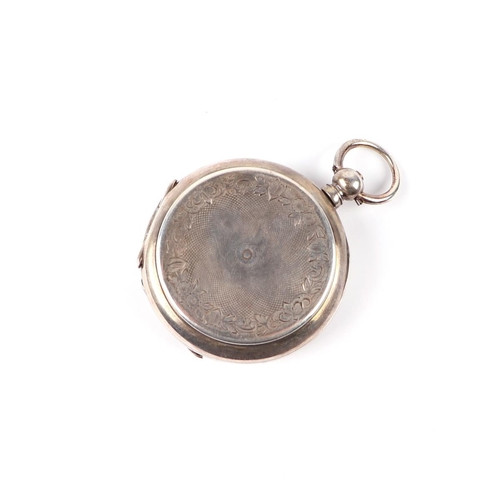 481 - A continental white metal pocket watch, the white dial with Arabic and Roman numerals and subsidiary... 