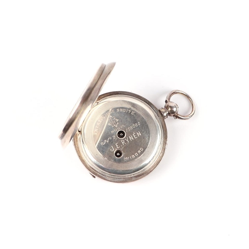 481 - A continental white metal pocket watch, the white dial with Arabic and Roman numerals and subsidiary... 