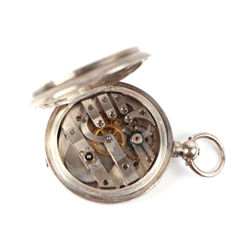 481 - A continental white metal pocket watch, the white dial with Arabic and Roman numerals and subsidiary... 