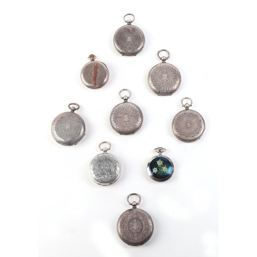 488 - A group of nine silver cased open faced pocket watches, various dates and maker's marks (9).