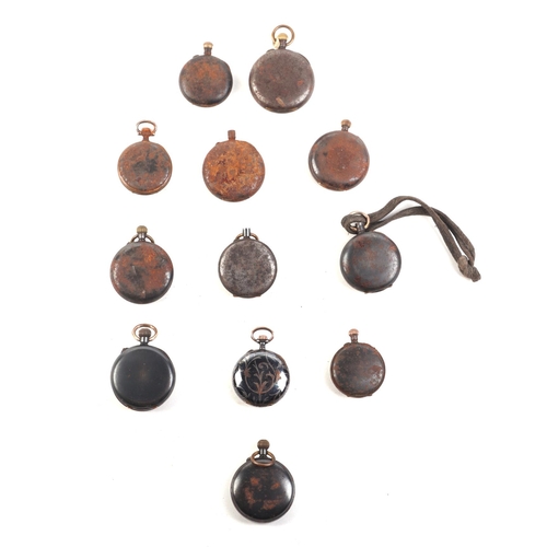 489 - A group of nine steel cased open faced pocket watches (for spares or repair) (9).