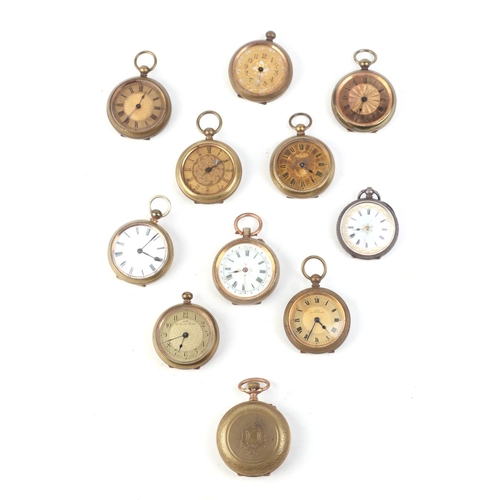 490 - A group of eleven brass cased open faced pocket watches (11).