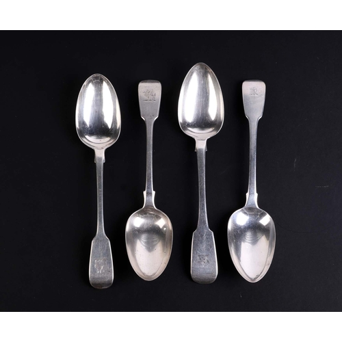 512 - Four 19th century silver tablespoons, various dates and makers marks, 300g.