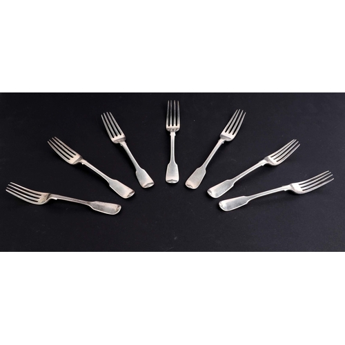 517 - A group of Georgian and Victorian silver forks, various dates and makers marks, 324g.