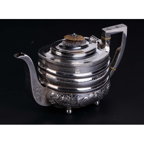 527 - A Victorian silver teapot with ivory spacers and finial, Dublin 1890, 576g. Submission reference 665... 