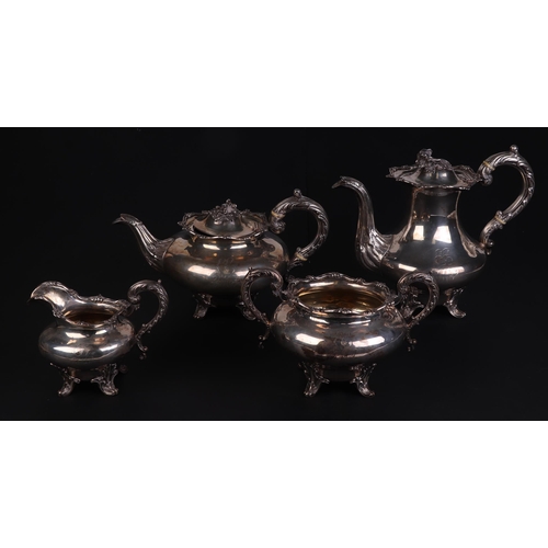 551 - An early Victorian four-piece silver tea set, initialled, London 1846 and maker's mark for Samuel Ha... 