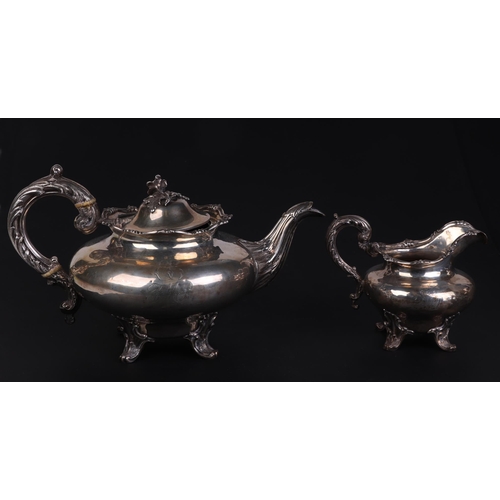 551 - An early Victorian four-piece silver tea set, initialled, London 1846 and maker's mark for Samuel Ha... 