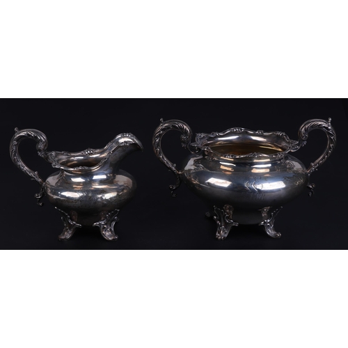 551 - An early Victorian four-piece silver tea set, initialled, London 1846 and maker's mark for Samuel Ha... 