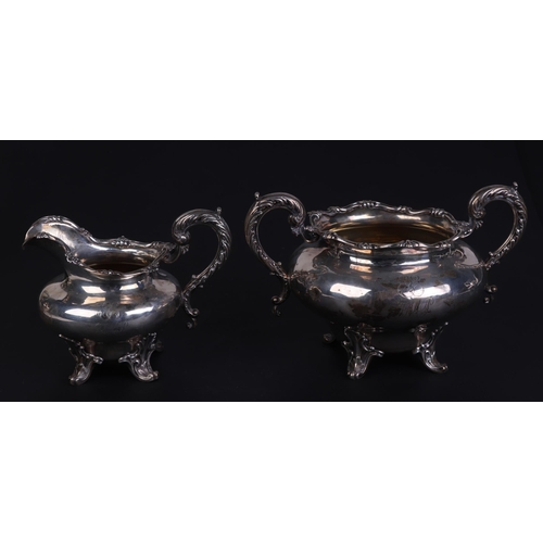 551 - An early Victorian four-piece silver tea set, initialled, London 1846 and maker's mark for Samuel Ha... 