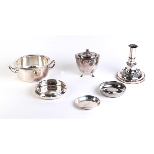 555 - A quantity of assorted silver plated items to include a George III style sauce boats, toast racks, w... 