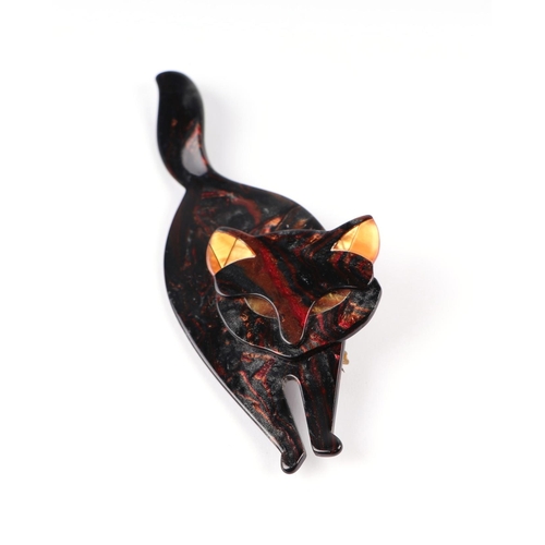 570 - A Lea Stein cat brooch, 10cms high.