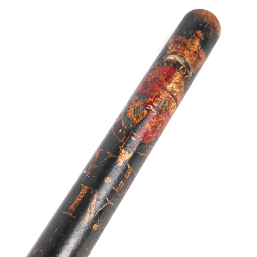 59 - A William IV truncheon with William Rex gilt and painted insignia, 48cms long.