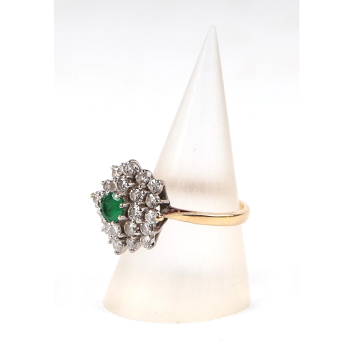 597 - An 18ct gold emerald and diamond cluster ring, approx UK size M, 5.1g; together with a 1988 Jeweller... 