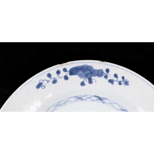 688 - A Chinese Nanking Cargo porcelain blue & white tea bowl and saucer, bears Christies lot label 5528; ... 