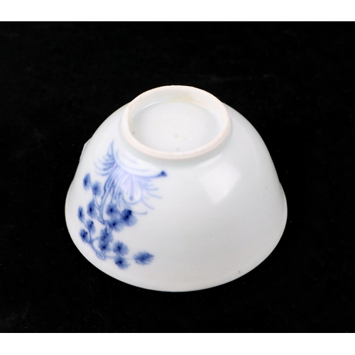 688 - A Chinese Nanking Cargo porcelain blue & white tea bowl and saucer, bears Christies lot label 5528; ... 