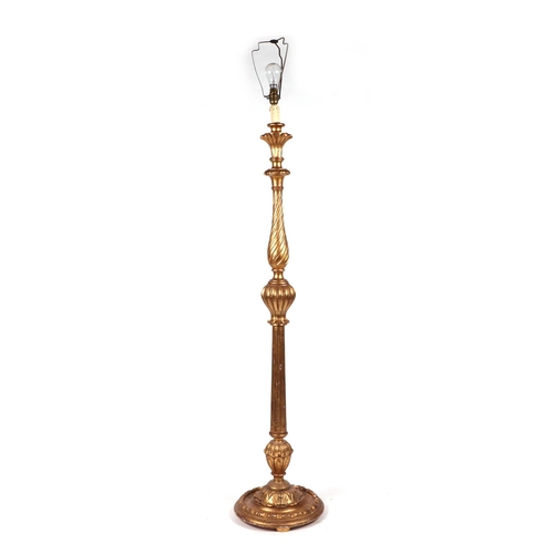 724 - A giltwood & gesso standard lamp, 136cms high.