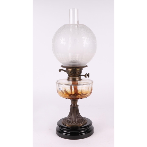 727 - A Victorian oil lamp; together with a creamware oil lamp (2).