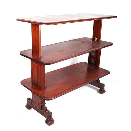 735 - A Victorian mahogany rise and fall three tier buffet. 122cm wide