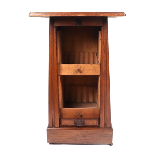 746 - An early 20th century oak tambour fronted filing cabinet, 55cm wide