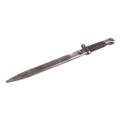 83 - A WWII Czechoslovakian VZ98/22 Mauser bayonet in its steel scabbard. Marked to the ricasso CSZ O. Bl... 