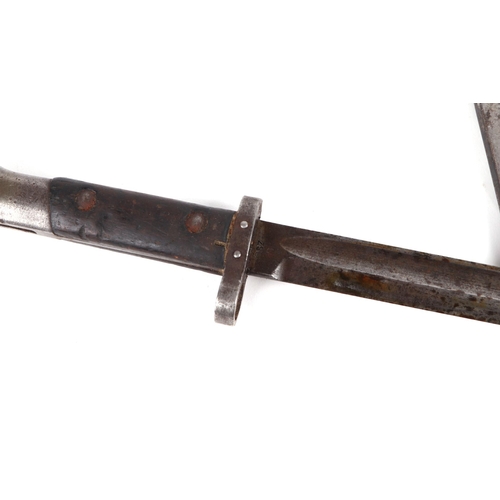 83 - A WWII Czechoslovakian VZ98/22 Mauser bayonet in its steel scabbard. Marked to the ricasso CSZ O. Bl... 