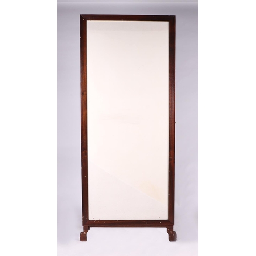 847 - A large mahogany two-fold screen, overall 142 by 172cms high.Condition ReportThe hinges are not pres... 