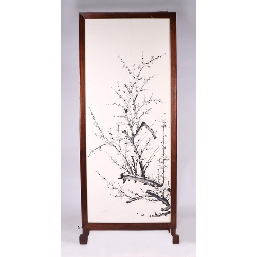 847 - A large mahogany two-fold screen, overall 142 by 172cms high.Condition ReportThe hinges are not pres... 