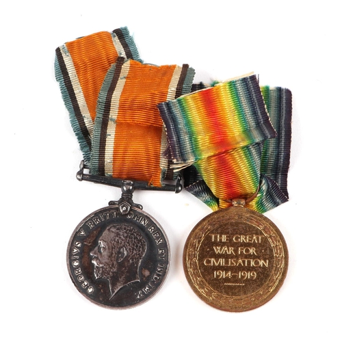 90 - A WWI Grenadier Guards pair of medals named to: 30431 PTE. J. HIBBARD. G. GDS. Together with a brass... 