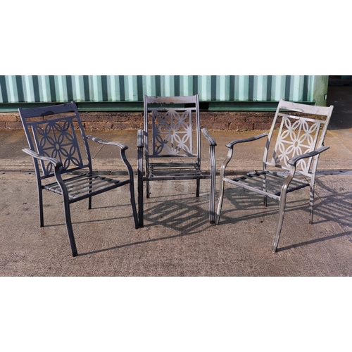 5 - A set of six garden open armchairs with trellis work backs (6).