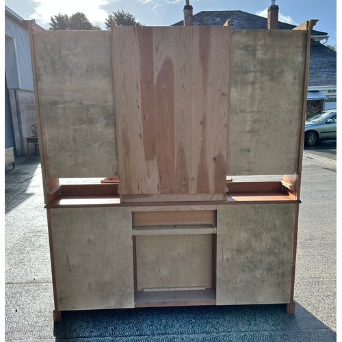 862 - A modern fruitwood style dresser with glazed superstructure above three frieze drawers with cupboard... 