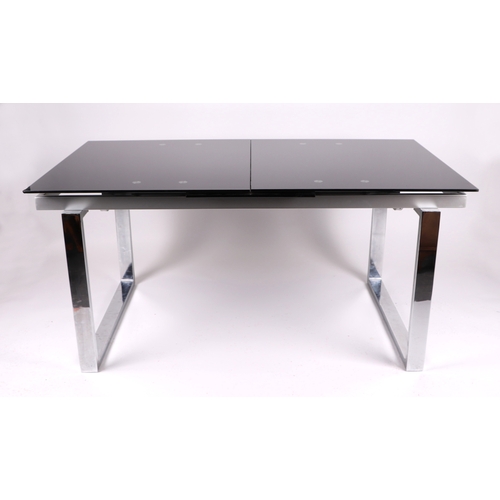 849 - A modern Italian design glass and chrome extending dining table  xxx size