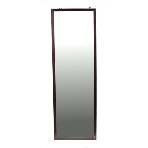 764 - An oak framed mirror, 40 by 120cms.