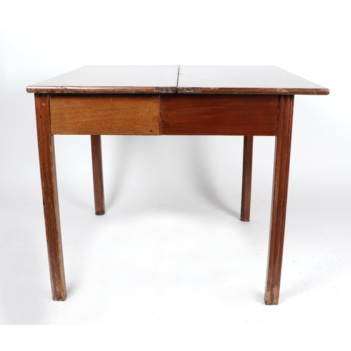 767 - A 19th century figured mahogany tea table with single frieze drawer, 85cms wide.