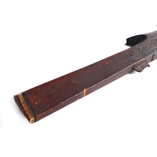 112 - An Indo-Persian Matchlock musket with ornate foliate scroll decoration, 153cms long.Condition Report... 