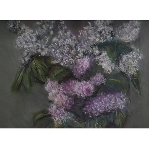 232 - MaClain- Burrow (modern British) - Lilac - pastel, framed & glazed, 31 by 39cms.