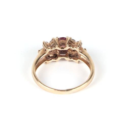 628 - A 9ct gold dress ring, approx UK size L, 2.8g.Condition ReportOne white stone missing.