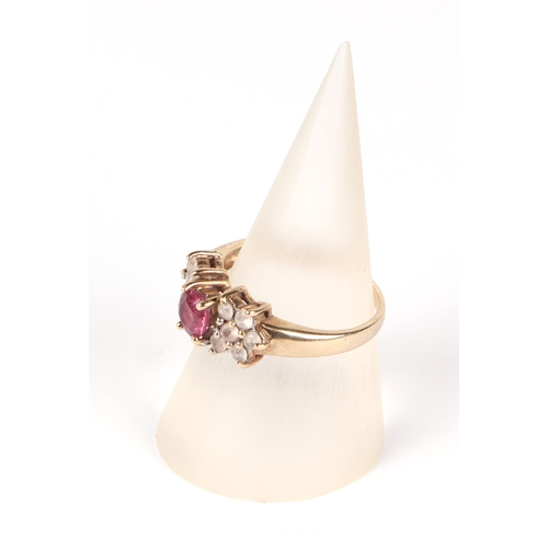 628 - A 9ct gold dress ring, approx UK size L, 2.8g.Condition ReportOne white stone missing.