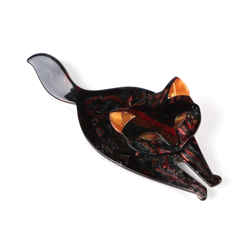 570 - A Lea Stein cat brooch, 10cms high.