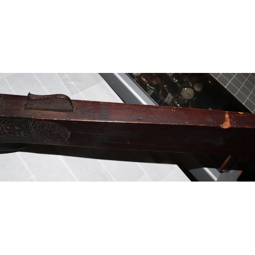 112 - An Indo-Persian Matchlock musket with ornate foliate scroll decoration, 153cms long.Condition Report... 