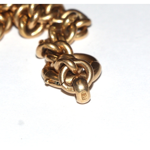 580 - An 18ct gold double Albert pocket watch chain, 40cms long, each link hallmarked, 51.7g.