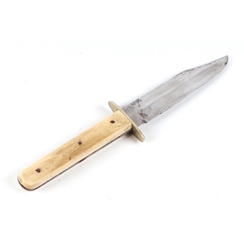 118 - A 19th century Bowie knife, with bone handle, the steel blade with makers mark for Henry Hobson & So... 