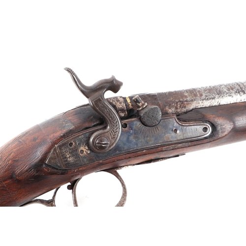 122 - A Victorian gentleman's percussion sporting gun, with Damascus twist barrel, complete with its ram r... 