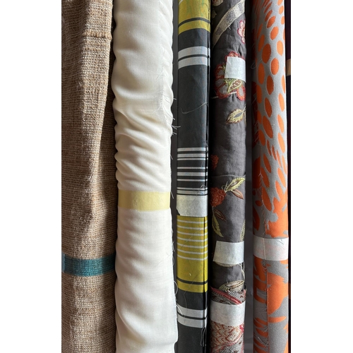 161 - A quantity of upholsterers remnant fabric rolls, various makes, designs and quantities, (We recommen... 