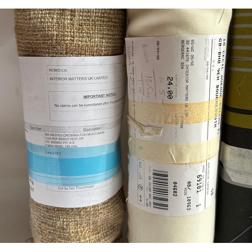 161 - A quantity of upholsterers remnant fabric rolls, various makes, designs and quantities, (We recommen... 