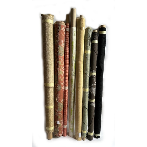 164 - A quantity of upholsterers remnant fabric rolls, various makes, designs and quantities, together wit... 